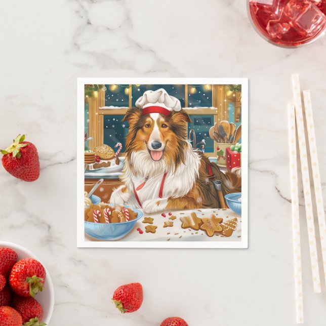Collie Holiday Baking: Festive Christmas Napkin (Insitu)