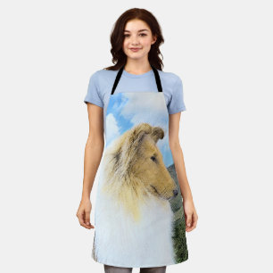 Collie in Mountains (Rough) Painting - Dog Art Apron