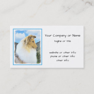 Collie in Mountains (Rough) Painting - Dog Art Business Card