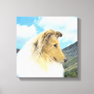 Collie in Mountains (Rough) Painting - Dog Art Canvas Print