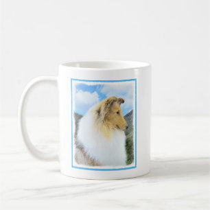 Collie in Mountains (Rough) Painting - Dog Art Coffee Mug