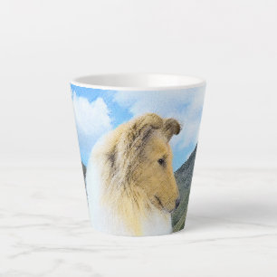Collie in Mountains (Rough) Painting - Dog Art Latte Mug