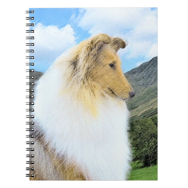 Collie in Mountains (Rough) Painting - Dog Art Notebook (Front)
