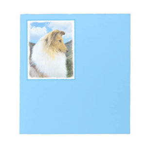 Collie in Mountains (Rough) Painting - Dog Art Notepad