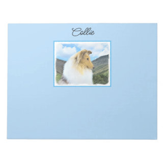 Collie in Mountains (Rough) Painting - Dog Art Notepad