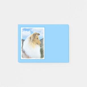 Collie in Mountains (Rough) Painting - Dog Art Post-it Notes