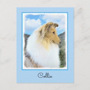 Collie in Mountains (Rough) Painting - Dog Art Postcard