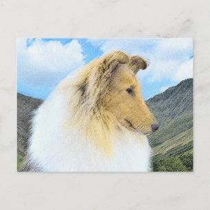 Collie in Mountains (Rough) Painting - Dog Art Postcard