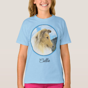 Collie in Mountains (Rough) Painting - Dog Art T-S T-Shirt
