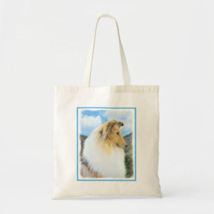 Collie in Mountains (Rough) Painting - Dog Art Tote Bag