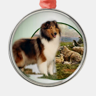 Collie Keeper of the Sheep Metal Tree Decoration