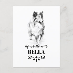 Collie Life is better with Custom Dog Name Postcard