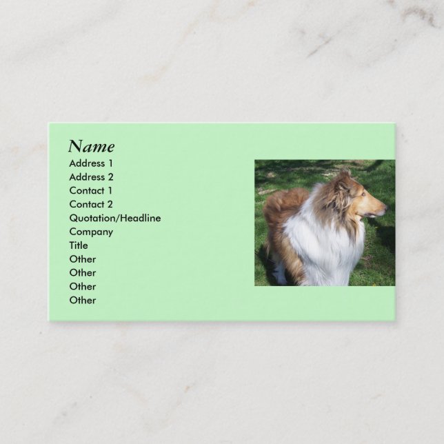 COLLIE Lovers Business cards- *Customise* Card (Front)