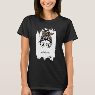 Collie Mum Dog Mum Bleached Messy Bun Leopard T-Shirt