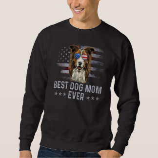 Collie Mum Vintage American Flag Patriotic Dog   1 Sweatshirt