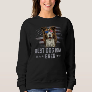 Collie Mum Vintage American Flag Patriotic Dog   1 Sweatshirt