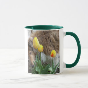 Collie N Tulips Mug