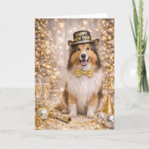 Collie New Year's Card -Happy New Year Dog