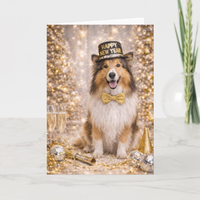 Collie New Year's Card -Happy New Year Dog  (Front)