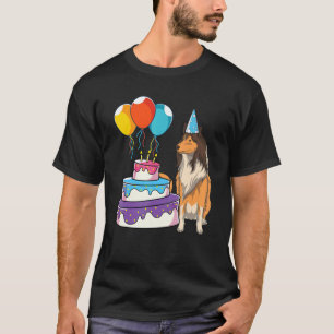 Collie Owner Kids Birthday Cake Dog Pet Rough Col T-Shirt
