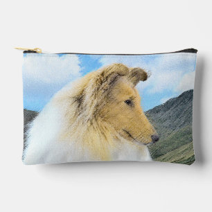 Collie Painting Rough Sable Merle Original Dog Art Accessory Pouch
