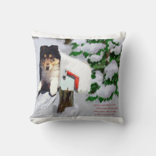 Collie Puppy Christmas Mailbox Cushion