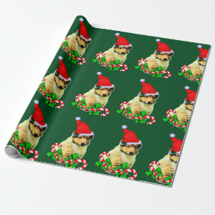 Collie Puppy Santa Hat Christmas Wrapping Paper