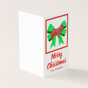 Collie Rough Christmas Dog & Green Bow Small