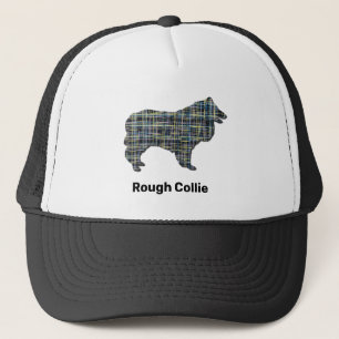 Collie Rough Cute Dog Silhouette Grid Custom Trucker Hat