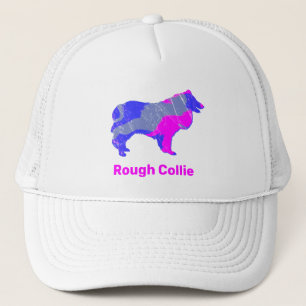 Collie Rough Dog Cute Pink Silhouette Custom Trucker Hat