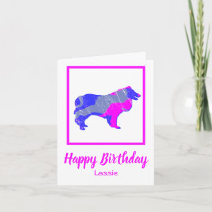 Collie Rough Dog Silhouette Funny Birthday Card