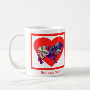 Collie Rough Dog Silhouette Valentines Day Heart Coffee Mug