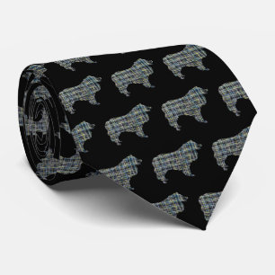 Collie Rough Dog Yellow & Black Grid Black Tie