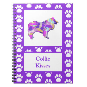 Collie Rough Kisses Dog Silhouette PurplePY&B Notebook