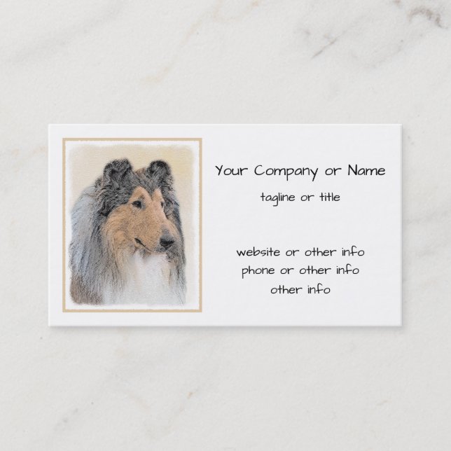 Collie (Rough) Painting - Cute Original Dog Art Business Card (Front)