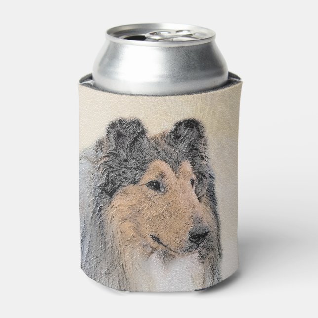 Collie (Rough) Painting - Cute Original Dog Art Can Cooler (Can Front)
