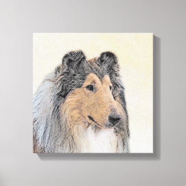 Collie (Rough) Painting - Cute Original Dog Art Canvas Print (Front)