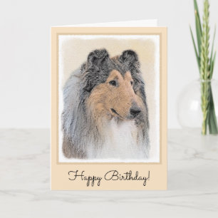 Collie (Rough) Painting - Cute Original Dog Art Card