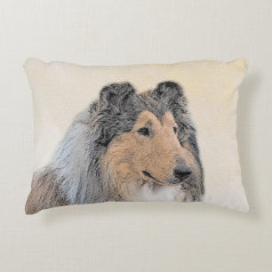 Collie (Rough) Painting - Cute Original Dog Art Decorative Cushion