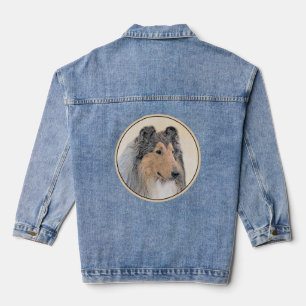 Collie (Rough) Painting - Cute Original Dog Art Denim Jacket