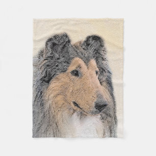 Collie (Rough) Painting - Cute Original Dog Art Fleece Blanket