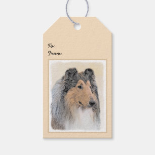 Collie (Rough) Painting - Cute Original Dog Art Gift Tags