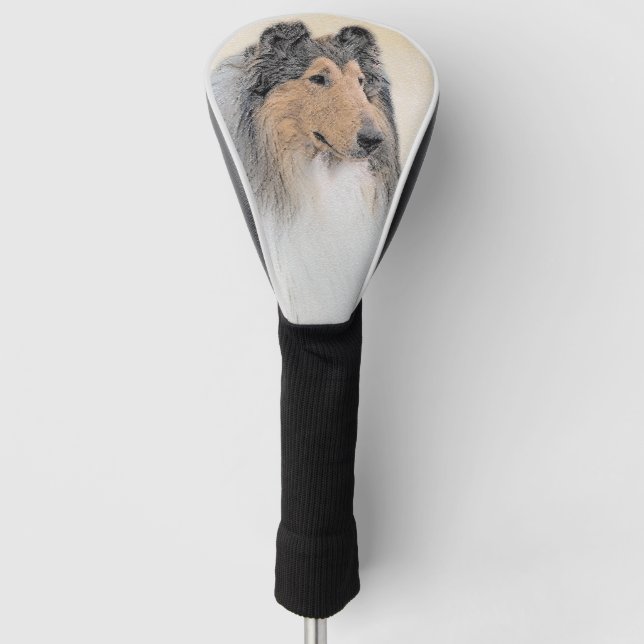 Collie (Rough) Painting - Cute Original Dog Art Golf Head Cover (Front)