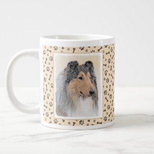 Collie (Rough) Painting - Cute Original Dog Art Large Coffee Mug