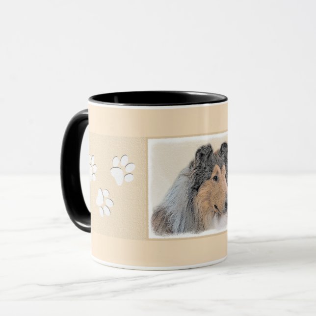 Collie (Rough) Painting - Cute Original Dog Art Mug (Front Left)