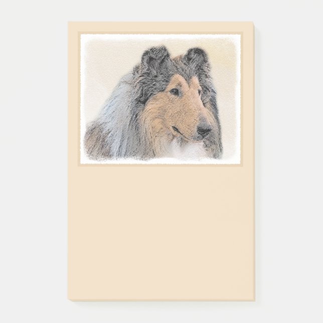 Collie (Rough) Painting - Cute Original Dog Art Post-it Notes (Front)