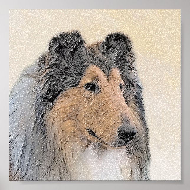 Collie (Rough) Painting - Cute Original Dog Art Poster (Front)