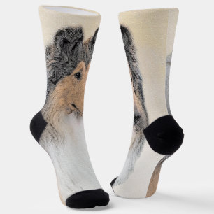 Collie (Rough) Painting - Cute Original Dog Art Socks