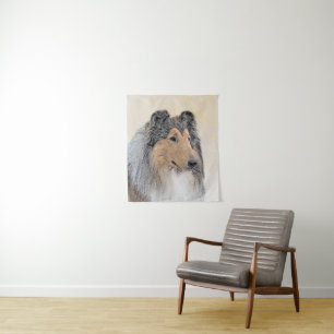 Collie (Rough) Painting - Cute Original Dog Art Tapestry