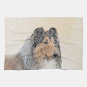 Collie (Rough) Painting - Cute Original Dog Art Tea Towel